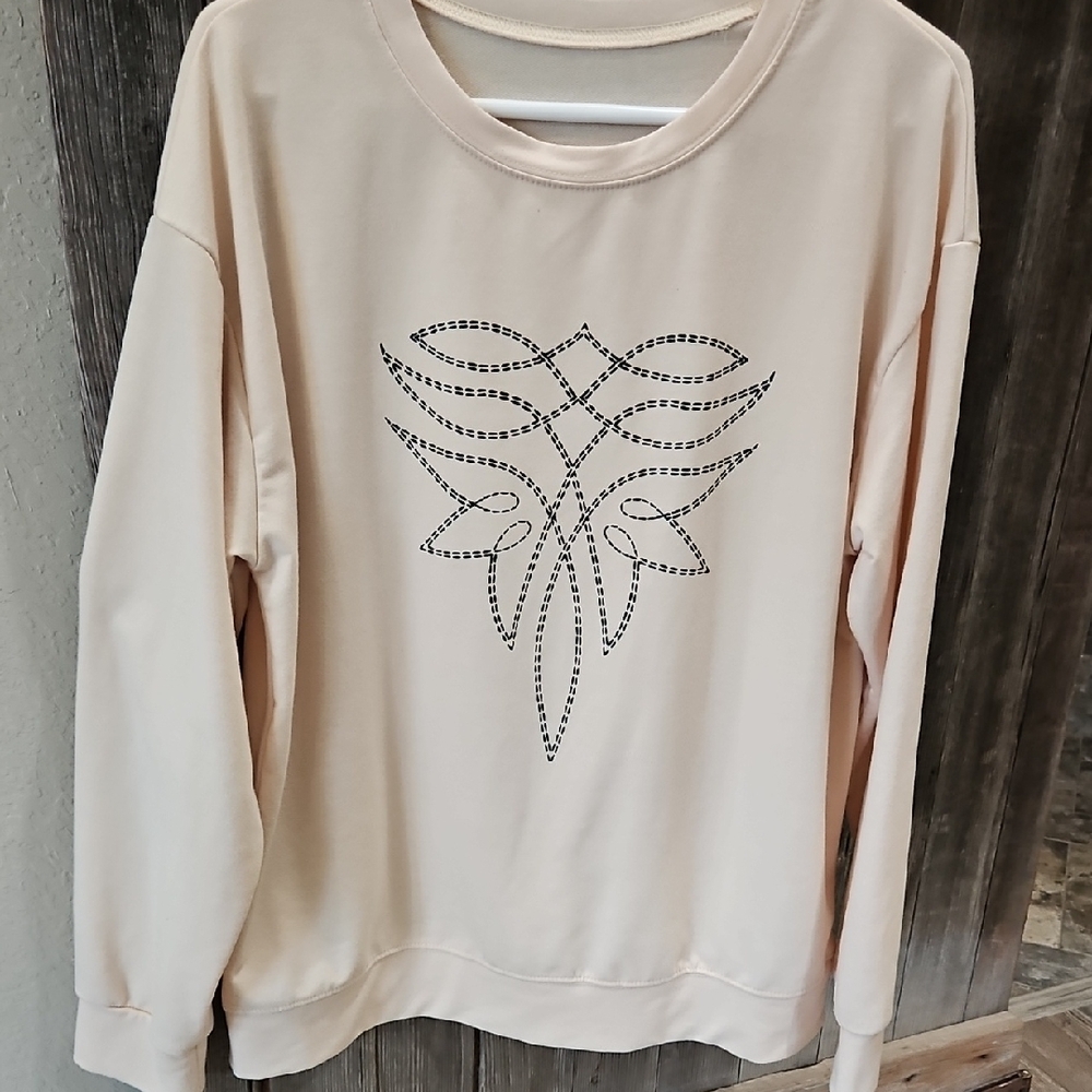 Western Women's Cream Graphic Sweatshirt. Super Soft.
